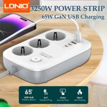 LDNIO Multipresa Standard UE 3 prese 4 porte USB PD65w GaN UsB Ricarica 3250W Filtro di rete Adattatore presa cavo di prolunga 2M