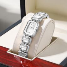 Frauen Quadratische Uhr Luxus Edelstahl Wasser Diamant Original Quarzwerk Mode Armband Uhr Rose Gold Damen Uhren