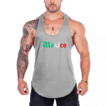 Mexiko Brief gedruckt Fitness studio Bodybuilding Tanktops Mesh atmungsaktive schnell trocknende Racer Back Shirt Herren Fitness Laufsport kleidung