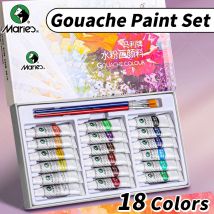 Marie's Gouache-Farbset, 18 Farben und 2 Pinsel-Set in 5 ml/Röhren für Leinwand, Papier, Heimwerken, Malen für Erwachsene, Studenten