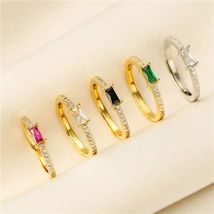HECHENG, einfacher rechteckiger Ring für Frauen, weiblich, niedliche Fingerringe, Geburtstagsgeschenk für Freundin, modischer Zirkon-Stein-Schmuck