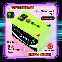 Fortgeschritten 💸 Solarbatterie 🔦 Lithium-12-V-200-Ah-LiFePO4-Akku mit intelligentem BMS für Wohnmobile, Solarenergie und Meeresanwendungen
