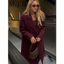 MUJER 2025 Lange Mäntel für Frauen Langarm Trenchcoat Frauen Büro Warme Winter Frau Mantel Streetwear Outer Damen Jacke