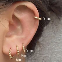 2PC 6/7/8/9mm Tiny Perlen Hoop Ohrringe Für Frauen Punk Party Schmuck Trendy Gold/silber Farbe Metall Huggie Ohrringe Pendientes