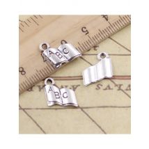 30pcs Charms Opened Book Abc 11x11mm Tibetan Silver Color Pendants Antique Jewelry Making DIY Handmade Craft