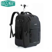 BAGSMART Rollrucksack, 17-Zoll-Laptop, wasserabweisend, großes Fassungsvermögen, 40 l, Reisegepäck, Rucksack mit Rollen für Männer und Frauen