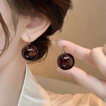 Neue Vintage Leopardenmuster Runde Kugel Ohrringe für Frauen Französisch Einzigartige Mehrfarbige Harz Ohrschnallen Party Täglich Ungewöhnlicher Schmuck