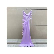 Flower ribbon backless dress elegant purple sleeveless slim fit evening dress summer fashion new party women's wear