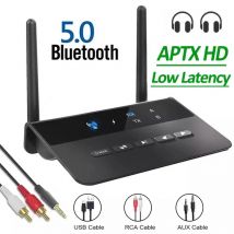 Ricevitore trasmettitore Bluetooth 5.0 da 80M Aptx HD LL Adattatore audio wireless a bassa latenza Jack RCA AUX da 3,5 mm per cuffie TV PC