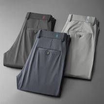 BROWON New Ice Silk Casual Pants uomo primavera ed estate Mid Straight Thin Breath Pants comodi pantaloni larghi elastici leggeri