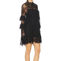 Luxury Women Lace Tierred Mini Dress Long Sleeve Embroidery Crew Neck Sheer Dress Cocktail Dress Fall Mini Dress