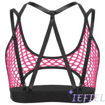 Top corto da donna vuoto trasparente reggiseno con ritaglio a rete top allenamento yoga canotta bralette sottosop gilet festival rave clubwear