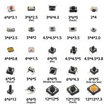 125 sztuk 25 rodzajów / partia Różne mikroprzełączniki przyciskowe Przełączniki dotykowe SMD DIP Reset Mini Leaf Switch 2 * 4 3 * 6 4 * 4 6 * 6 zestaw do majsterkowania