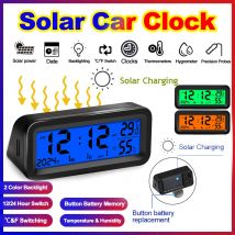 Orologi per auto solari/USB Termometro da cruscotto Orologio elettronico automobilistico Display a LED con accessori per auto luminosi posteriori
