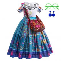 Girls Princess Costume Children Encanto Halloween Swing Flared Clothes Kids Printed Mirabel Cartoon Fantasy Cosplay Dress 3-12Y