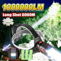 Lampada frontale ricaricabile ultra potente Laser bianco a lungo raggio 6000M Zoom Torcia frontale 18650 Lanterna da lavoro per pesca ad alta potenza