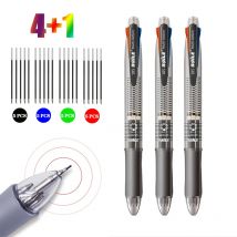 5 In 1 Multicolor Ballpoint Pens with 4 Colors Replaceable Pen Refills 1 Automatic Pencil Lead Kawaii Stationery Top Eraser