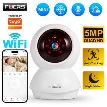 Telecamera WiFi Fuers 5MP Compatibile con Tuya Smart Home, Telecamera IP Wireless per Interni con Rilevamento AI, Monitor di Sicurezza per Bambini