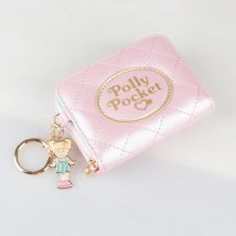Portafoglio con cerniera carino cucito rosa Porta carte individuale alla moda di alta qualità con finestra per soldi zero per carte d'identità