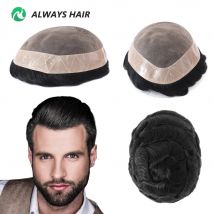 Alwayshair Fine Mono Men Toupee corto 5” Cabello indio Prótesis capilar para hombres Monofilamento 120 130 Sistema de cabello 9x11
