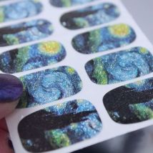 14 Tipps/Blatt Nagelfolien Van Goghs Himmel Nail Art Aufkleber DIY Schönheit Maniküre Dekoration Aufkleber Nagel Tattoo