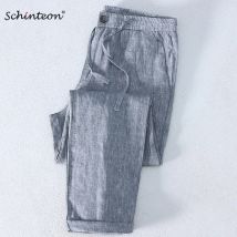 Schinteon 100% Reinem Leinen Hosen Männer Strand Elastische Bund Kordelzug Chinesische Größe Dünne Beiläufige Hose Größe 36 38
