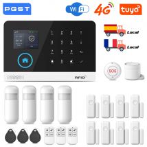 PGST Tuya Sistema di Allarme Casa Intelligente GSM WIFI 4G Wireless Vita Intelligente APP di Controllo Con Alexa 433 MHz Sicuro Sensore Porta di Sicurezza Sirena