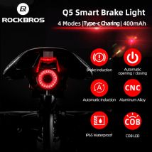 ROCKBROS-Światło rowerowe LED tylne inteligentne sygnalizujące hamowanie wodoodporne IPX6 z możliwością ładowania akcesoria rowerowe Q5