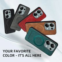 Custodia magnetica per Xiaomi Redmi Note 14 13 12 Pro Plus 4G 5G per Magsafe Custodia di ricarica wireless Custodia protettiva in pelle per cellulari