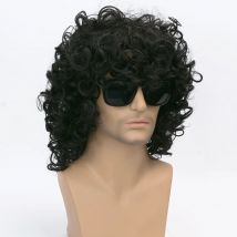 Parrucca sintetica nera per capelli corti ricci da uomo Parrucca per giochi di ruolo anime Parrucca per costumi di ruolo di Halloween