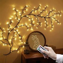 96/144 LED Weidenreben-Lichtleiste, 8 Modi, DIY-Baumzweig-Lampe, Fernbedienung, Lichterkette für Wand, Weihnachten, Heimdekoration