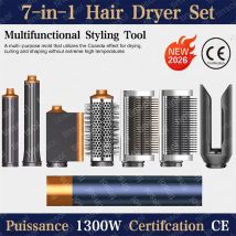 Secador de Pelo Multifunción 7 en 1 y Herramienta de Peinado, Rizador de Aire Caliente, Cepillo Rizador, Barril Rizador, Plancha Profesional