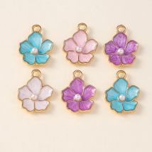 20 Stück 13 x 16 mm niedliche Emaille-Blumen-Charms-Anhänger für die Herstellung von Halsketten, Ohrringen, Armbändern, DIY-Schmuckzubehör