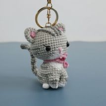 Exquisiter Katzenpuppen-Schlüsselanhänger aus Häkelgarn für Taschenanhänger, gestrickte kleine Katzenpuppen-Schlüsselanhänger, süßer Kätzchen-Schlüsselanhänger, individuelles Zubehör