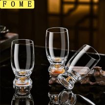 2/4/6 Stück Kristallgläser-Set, bleifreies Whiskyglas, klare Spirituosen, Sake-Brandy-Becher, Packung mit 100 ml Weingläsern, Teetasse, golden