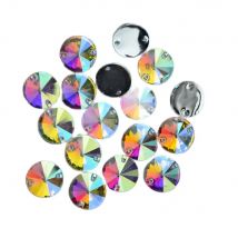 Diamantes de imitación redondos de resina AB de cristal de alta calidad, 8mm ~ 22mm, resina plana para coser en piedras, accesorios de ropa DIY