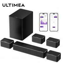 ULTIMEA Soundbar 7.1 Surround, Sistema Audio Virtuale 3D con Subwoofer, 2 Altoparlanti Posteriori, Altoparlanti Home Theater per TV, Nero