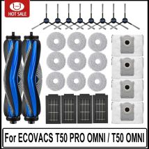 ECOVACS T50 PRO OMNI / T50 OMNI Accessori Spazzole laterali principali Panni per mocio Filtri HEPA Sacchetti per la polvere Robot Aspirapolvere Pezzi di ricambio