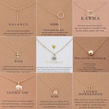 New Trendy Alloy Cute Elegant Simple Karma Wish Shine Free Luck Pendant Necklaces for Women Fashion Accessories Jewelry Dropship