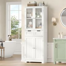 Armario de baño, armario de baño con 4 puertas y 2 cajones, armario de cocina armario alto Blanco, para baño salón cocina Essz