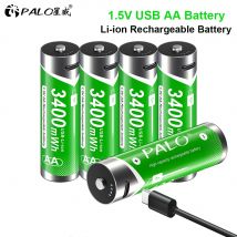 PALO 1,5 V AA Lithium-Ionen-Akku 3400 mWh AA wiederaufladbare Li-Ion-Batterien LR6 AA mit USB-Anschluss für Spielzeugtastatur-Fernbedienung