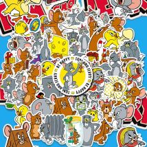 Genuine 50pcs Tom and Jerry Cartoon Stickers Phone Guitar Laptop Notebook Suitcase Cup Waterproof Sticker Girls Toys Gifts
