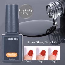 KODIES GEL Super Shine Top Coat UV Gel No Wipe Base Coat 12ML Tempered Mirror Effect Manicure Gel Nail Polish Function Lak Art