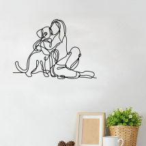 Cifbuy Metall wand kunst der einzigartigen Frau und Hund Linie Skulptur für Hochzeits geschenk Home Office Wand dekoration