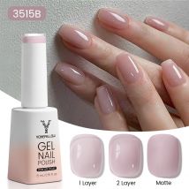 YOKEFELLOW Jelly Gel Nail Polish TpoHema Free 15ml Nude Pink Translucent Soak Off UV Gel Nail for Salon and Nail Art DIY at Home