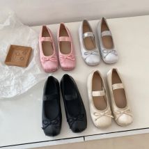 Luxury Satin Silk Ballet Shoes Woman Classic Square Toe Bowtie Elastic Band Ballerina Flats Ladies Soft Loafers