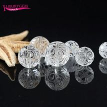 Weiß Kristall Stein Carving Runde Form Lose Perlen Hohe Qualität 8/10/12/14mm DIY schmuck Zubehör 1Pcs wk499