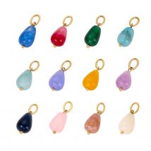 Natural Stone Gold Plated Fashion Smooth Pendant Birthstone Charm Pendant for DIY Necklace and Bracelets Jewelry