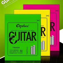 Orphee TX620 630 Akustikgitarrensaiten, sechseckiger Kern + 8 % Nickel-Bronze, heller Ton, extra leichtes Musikinstrumentenzubehör