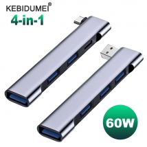 4 w 1 USB C HUB 3.0 PD 60W Typ C 3.1 Wieloportowy rozdzielacz USB OTG Adapter USB HUB Do Xiaomi Lenovo Macbook Pro 13 15 Air Pro